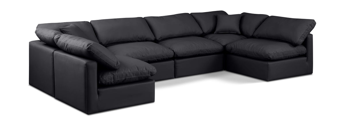 Indulge - Faux Leather 6 Piece Modular U-Shaped Sectional