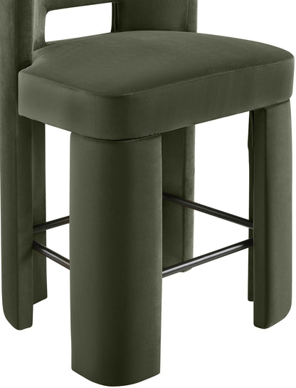 Zuno - Velvet Performance Fabric Upholstered Counter Stool (Set of 2)
