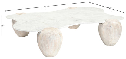 Liona - Marble And Acacia Wood Coffee Table