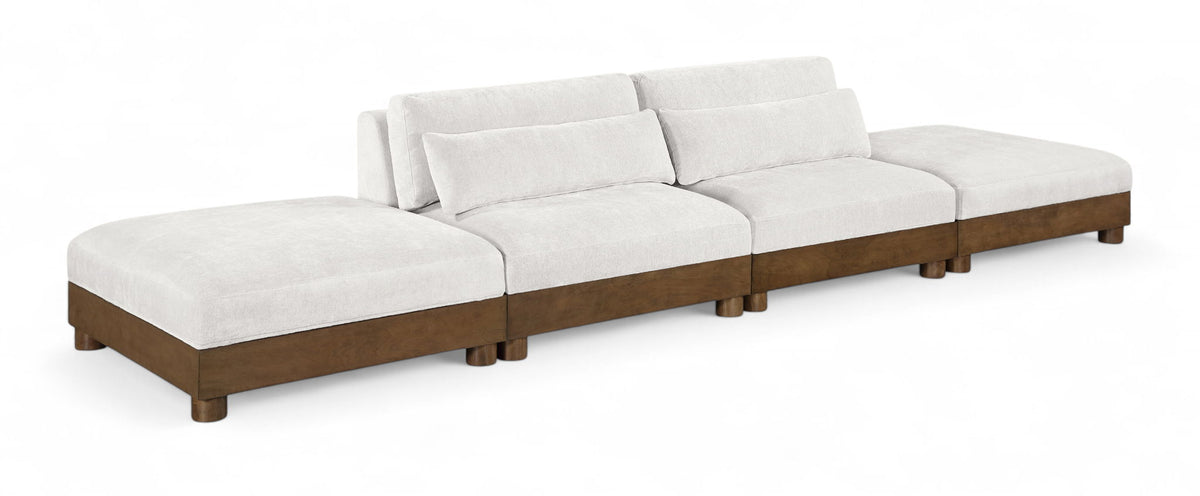Turin - Chenille Fabric Upholstered Modular Sectional - Cream