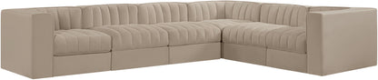 Rummi - Velvet Performance Fabric Upholstered 6 Piece Modular Sectional (With 3 Corner Chairs)