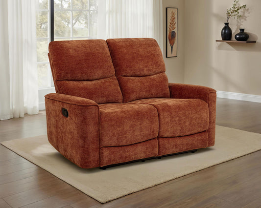 Navarro Chenille Upholstered Reclining Loveseat Burnt Orange