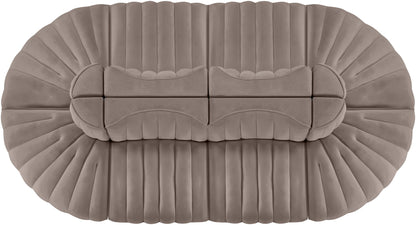 Rummi - Oval Velvet Performance Fabric Upholstered 8 Piece Modular Sectional