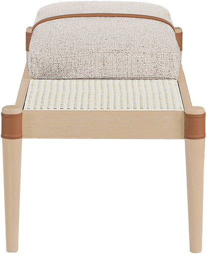 Nara - Linen Textured Fabric Upholstered Bench - Painted Natural
