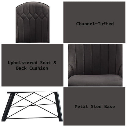 Abraham - Side Chair (Set of 2) - Dark Gray Fabric & Black