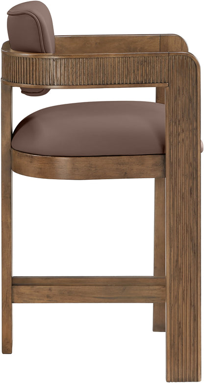Sacha - Vegan Leather Upholstered Counter Stool With Brown Base