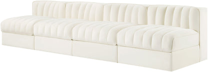 Rummi - Armless Velvet Performance Fabric Upholstered 4 Piece Modular Sofa