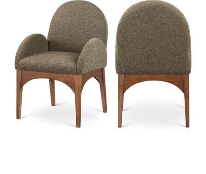 Waldorf - Boucle Dining Arm Chair With Brown Legs