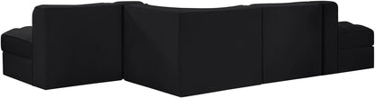 Rummi - Rounded Velvet Performance Fabric Upholstered 5 Piece Modular Sectional