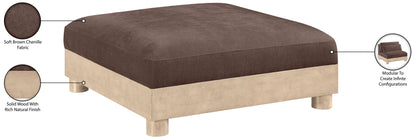 Turin - Chenille Fabric Upholstered Modular Ottoman - Natural Base