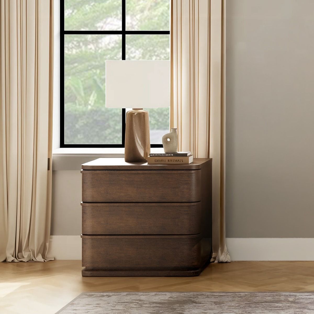 Zoey - Nightstand - Brown Oak
