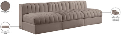 Rummi - Velvet Performance Fabric Upholstered 3 Piece Modular Armless Sofa