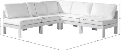 Nizuc - Outdoor Patio 5 Piece Modular Sectional With White Frame