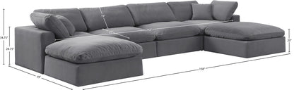 Comfy - 6 Piece Velvet Modular Double Chaise Sectional