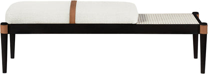 Nara - Linen Textured Fabric Upholstered Bench - Painted Black