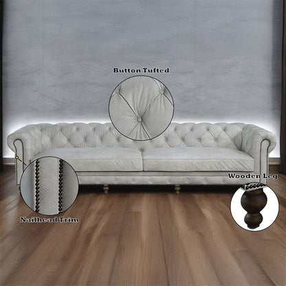 Ofer - Sofa - Vintage White Top Grain Leather