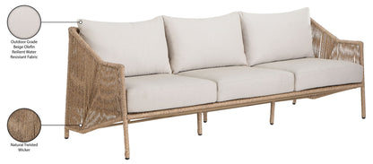 Coastline - Olefin Water Resistant Fabric And Wicker Outdoor Patio Sofa - Beige