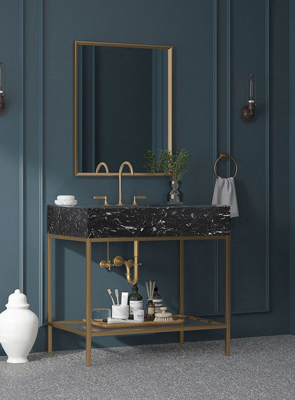 Marmo - Engineered Marble Bathroom Vanity With Gold Base