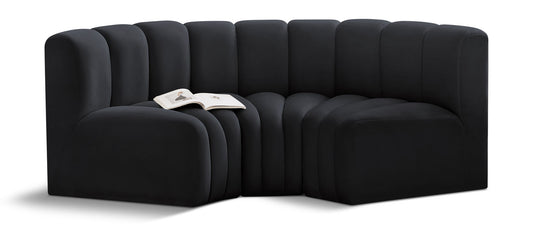 Arc - Velvet 3 Piece Modular U-Shaped Sofa