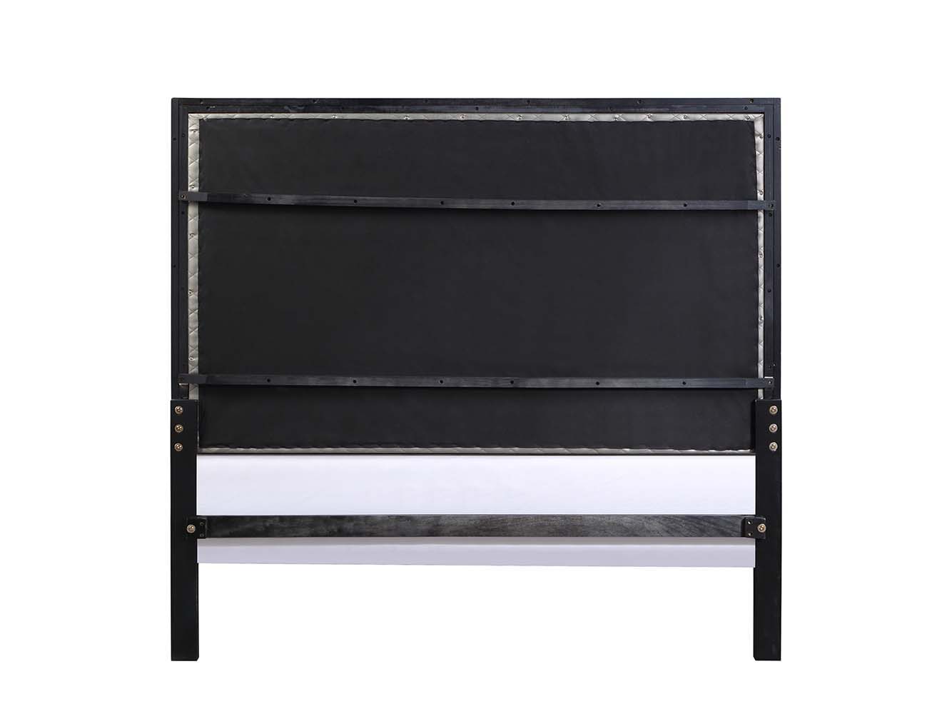 Nicola - Queen Bed - Silver Synthetic Leather & Black