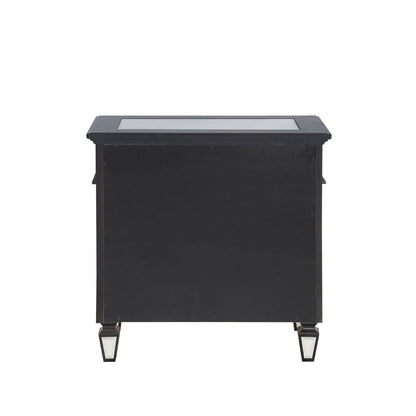 Varian II - Nightstand - Mirrored, Black & Sliver