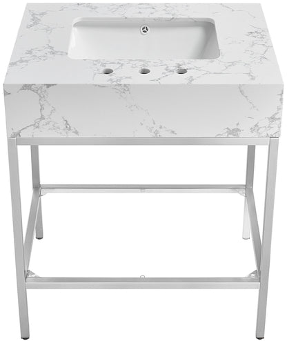 Marmo - Engineered Marble Bathroom Vanity With Chrome Base