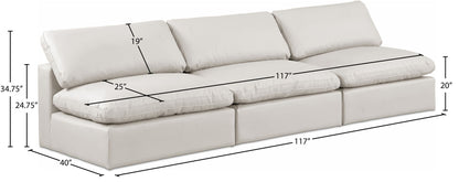 Comfy - Faux Leather Modular Armless Sofa 3 Seats