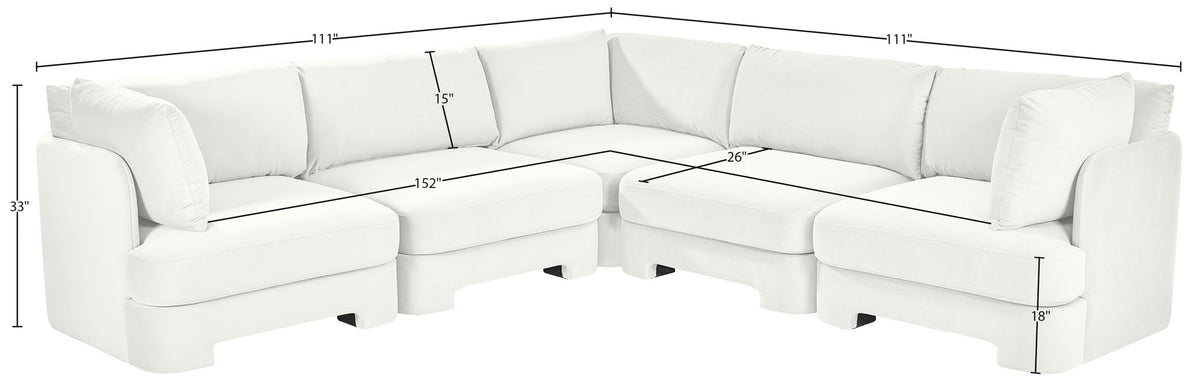 Hammond - Velvet Performance Fabric Upholstered 5 Piece Corner Sectional