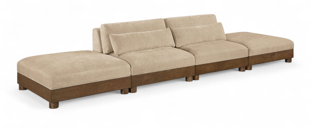 Turin - Chenille Fabric Upholstered Modular Sectional - Beige