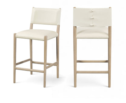 Andie - Vegan Leather Upholstered Counter Stool - Natural Base