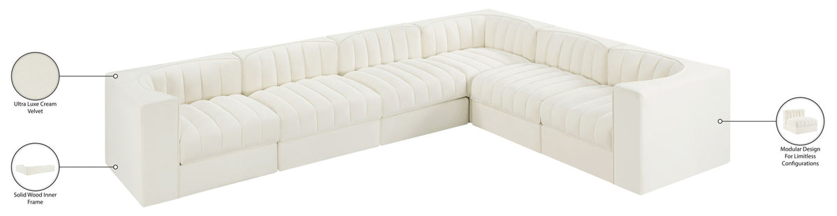 Rummi - Velvet Performance Fabric Upholstered 6 Piece Modular Sectional