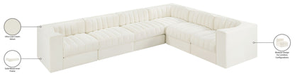 Rummi - Velvet Performance Fabric Upholstered 6 Piece Modular Sectional