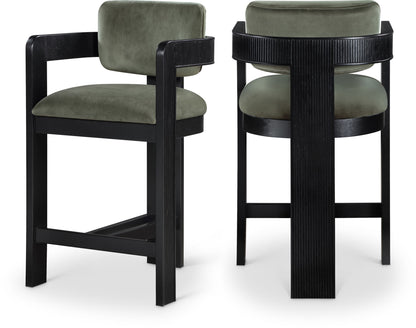 Sacha - Velvet Stool With Black Base