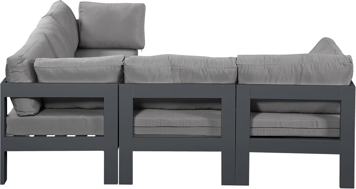 Nizuc - Outdoor Patio 5 Piece Modular Sectional With Gray Frame