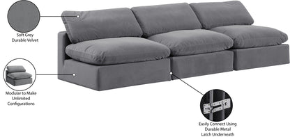 Comfy - Velvet Modular Armless Sofa 3 Seats
