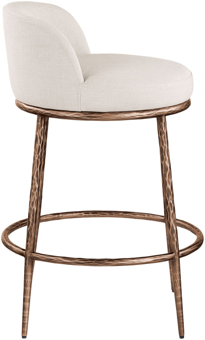 Ferro - Upholstered Counter Stool With Brushed Bronze Base