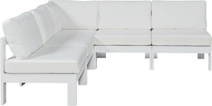Nizuc - Outdoor Patio 5 Piece Modular Sectional With White Frame