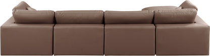 Comfy - 5 Piece Faux Leather Modular Sectional With Chaise