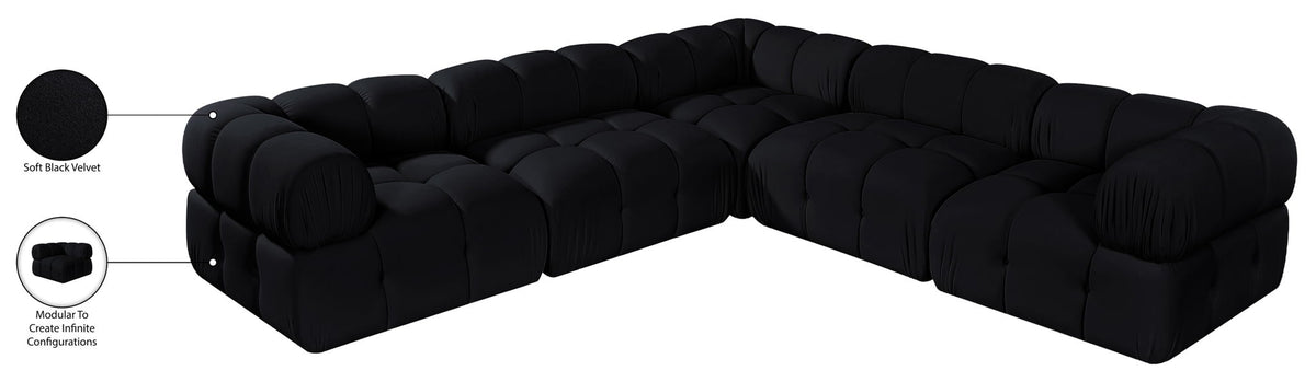 Orin - Velvet 5 Piece Modular Corner Sectional