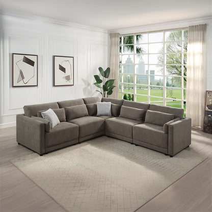 Rylie - Modular Armless Chair With Pillow - Brown Linen