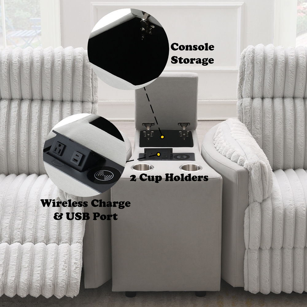 Emee - Console With USB - Gray Corduroy