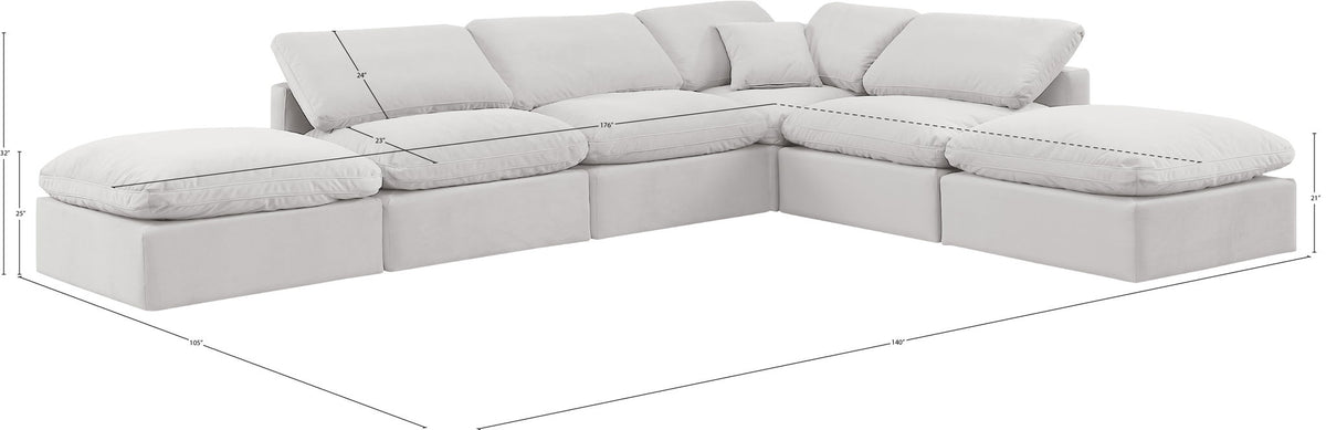 Indulge - Velvet 6 Piece Modular Armless Sectional