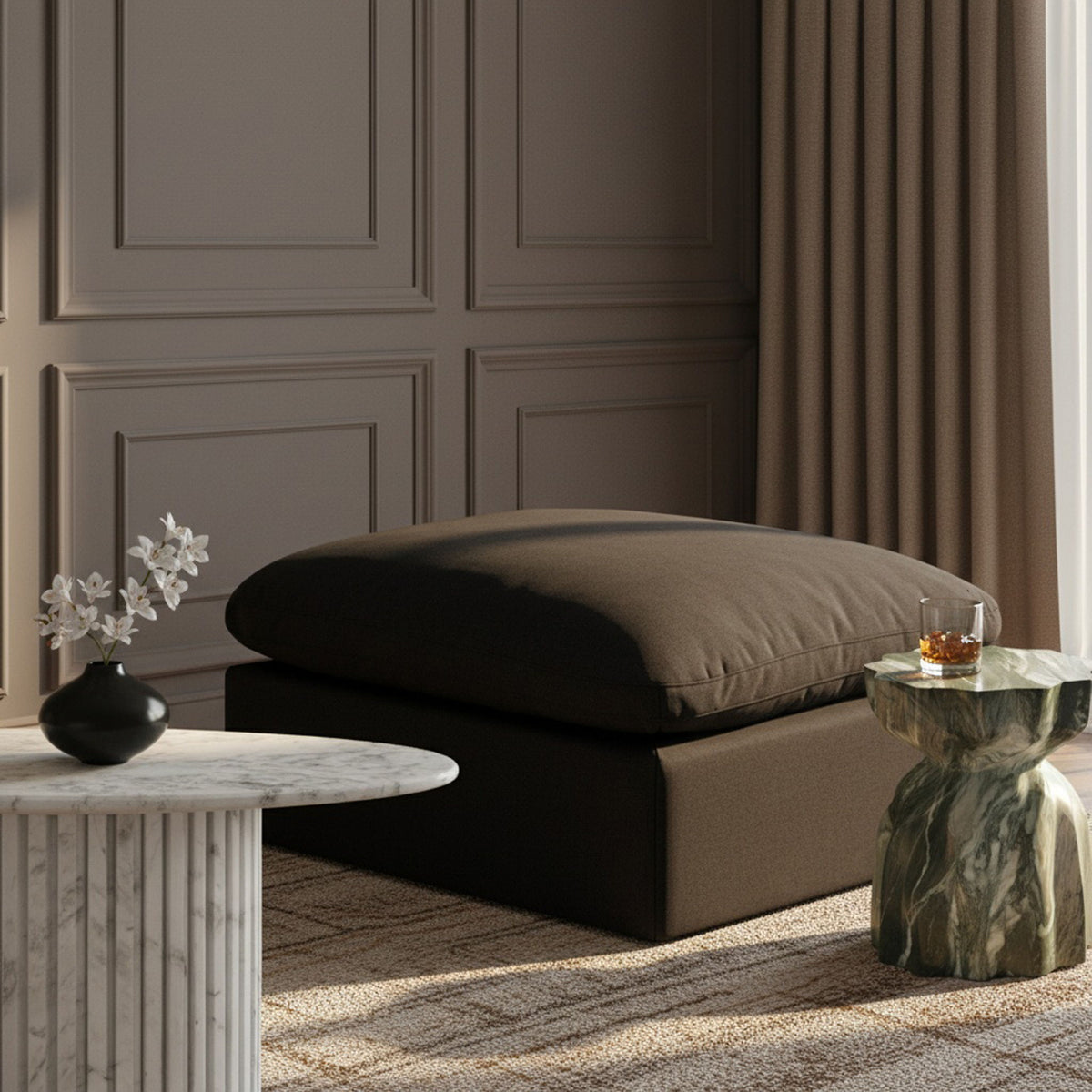 Indulge - Linen Ottoman
