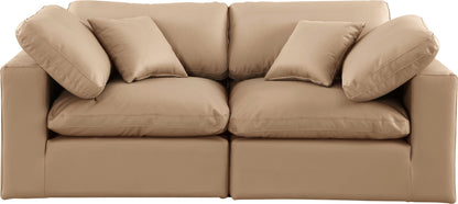 Comfy - Faux Leather Modular Sofa 2 Pieces - Tan