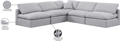 Indulge - Linen 5 Piece Modular Corner Armless Sectional