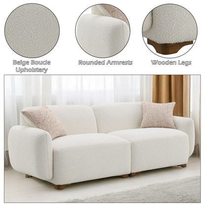 Darius - Sofa With 2 Pillows - Beige Boucle