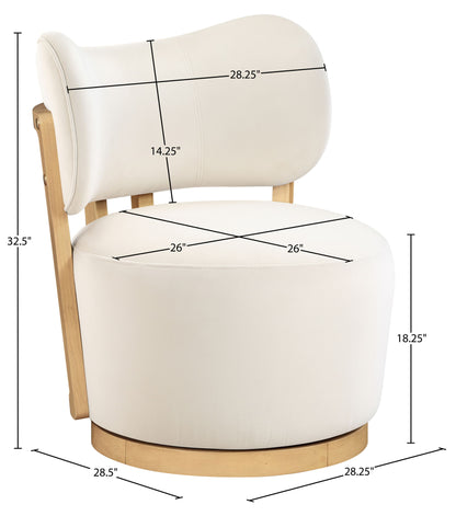 Elara - Velvet Upholstered Swivel Accent Chair - Stained Natural