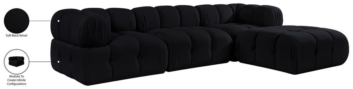 Orin - Velvet 4 Piece Modular Sectional With Chaise