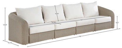Seacrest - Olefin Water Resistant Fabric And Wicker 4 Piece Outdoor Patio Modular Sofa