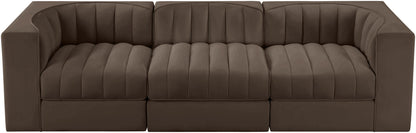 Rummi - Velvet Performance Fabric Upholstered 3 Piece Modular Sofa